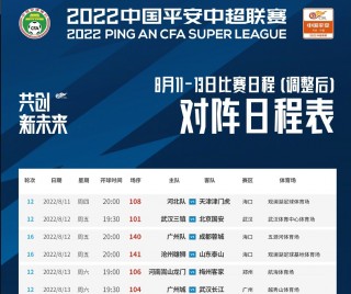2022中超赛程表(2021中超最新赛程表第二阶段)