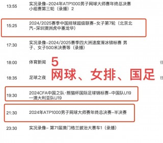 cctv5十节目表今天目表的简单介绍