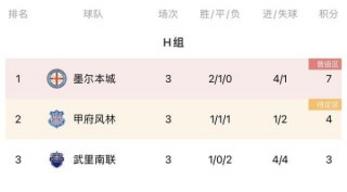 亚冠小组赛积分榜(亚冠联赛小组赛积分榜)