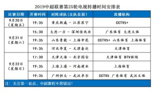 中超赛程直播表(中超赛程直播表最新)