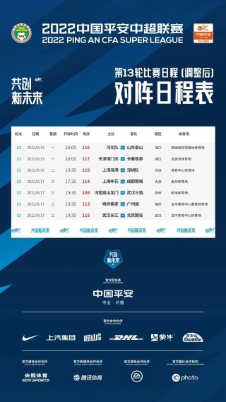 中超2022赛程表出炉(中超赛程2020赛程表第二阶段比赛结果)