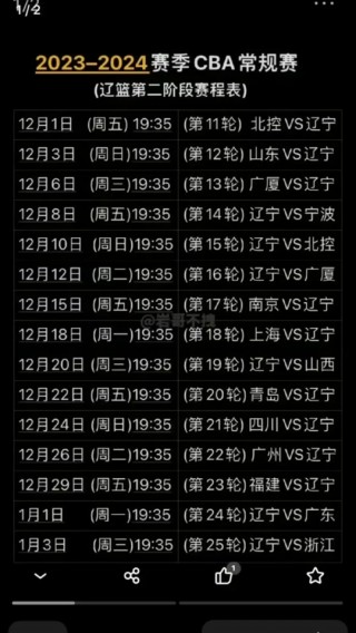 cba篮球联赛赛程(cba篮球联赛赛程回放)
