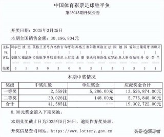 最新十四场胜负彩开奖结果及奖金(最新十四场胜负彩开奖结果及奖金胜负彩24179)