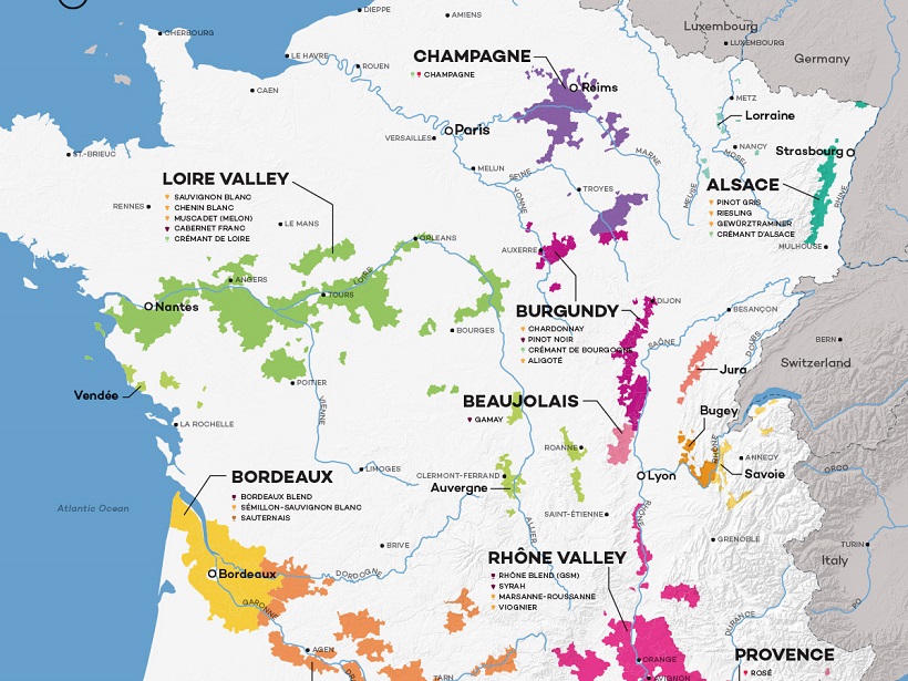 法国红酒产区地图(法国红酒产区板块地图)，法国红酒产区板块地图，探索法国葡萄酒的源头，探索法国葡萄酒的源头，法国红酒产区板块地图  第2张