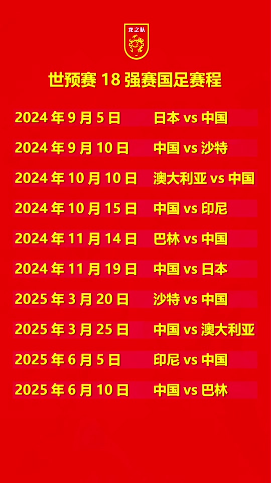 国足赛程时间表(国足赛程时间表3月)  第1张